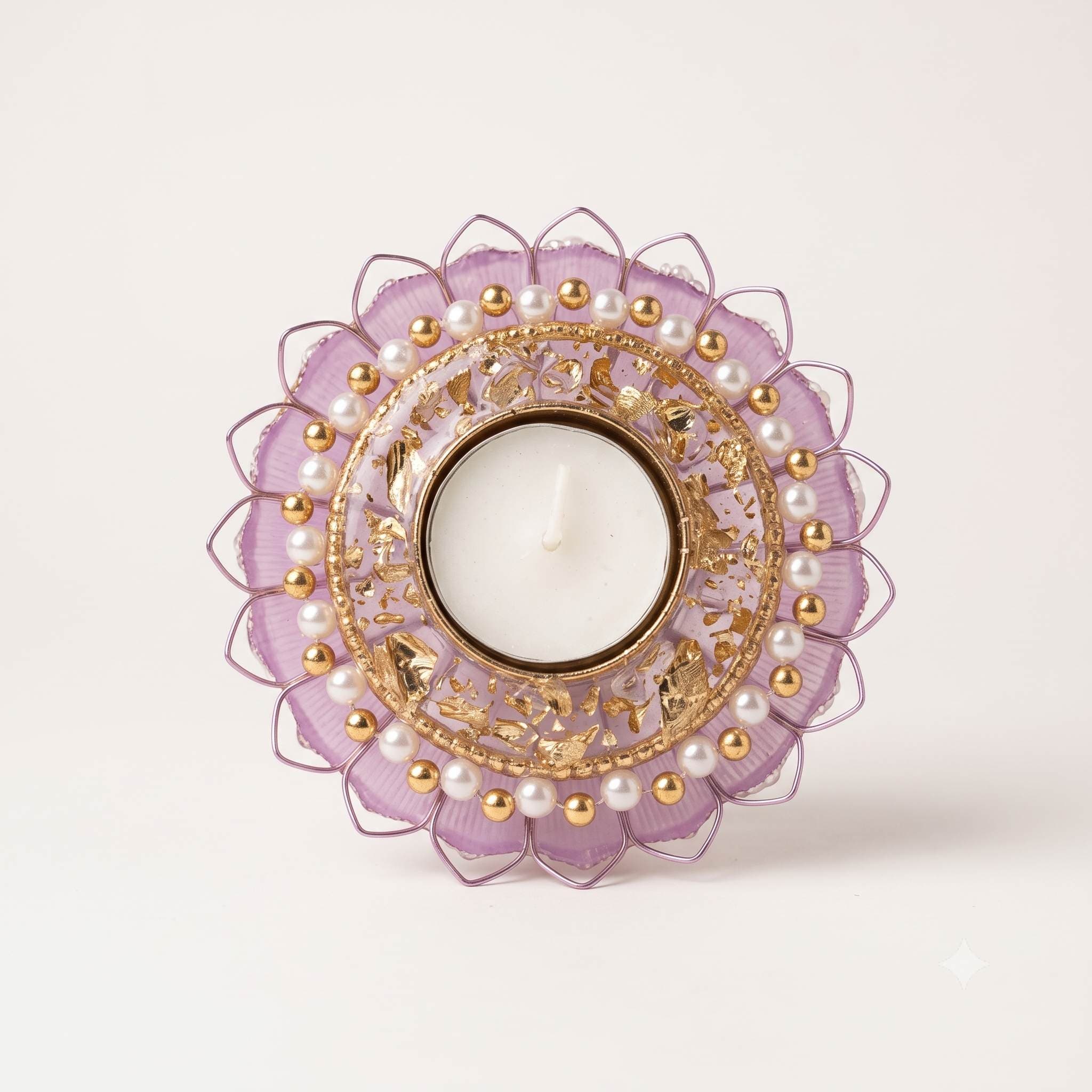 Lotus Pearl Tealight - Lilac Purple