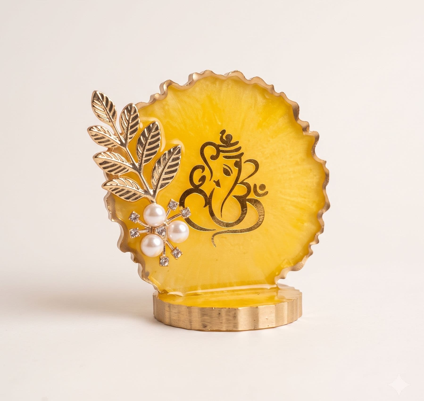 Ganesha Idol Stand 3 inch - Marigold Yellow